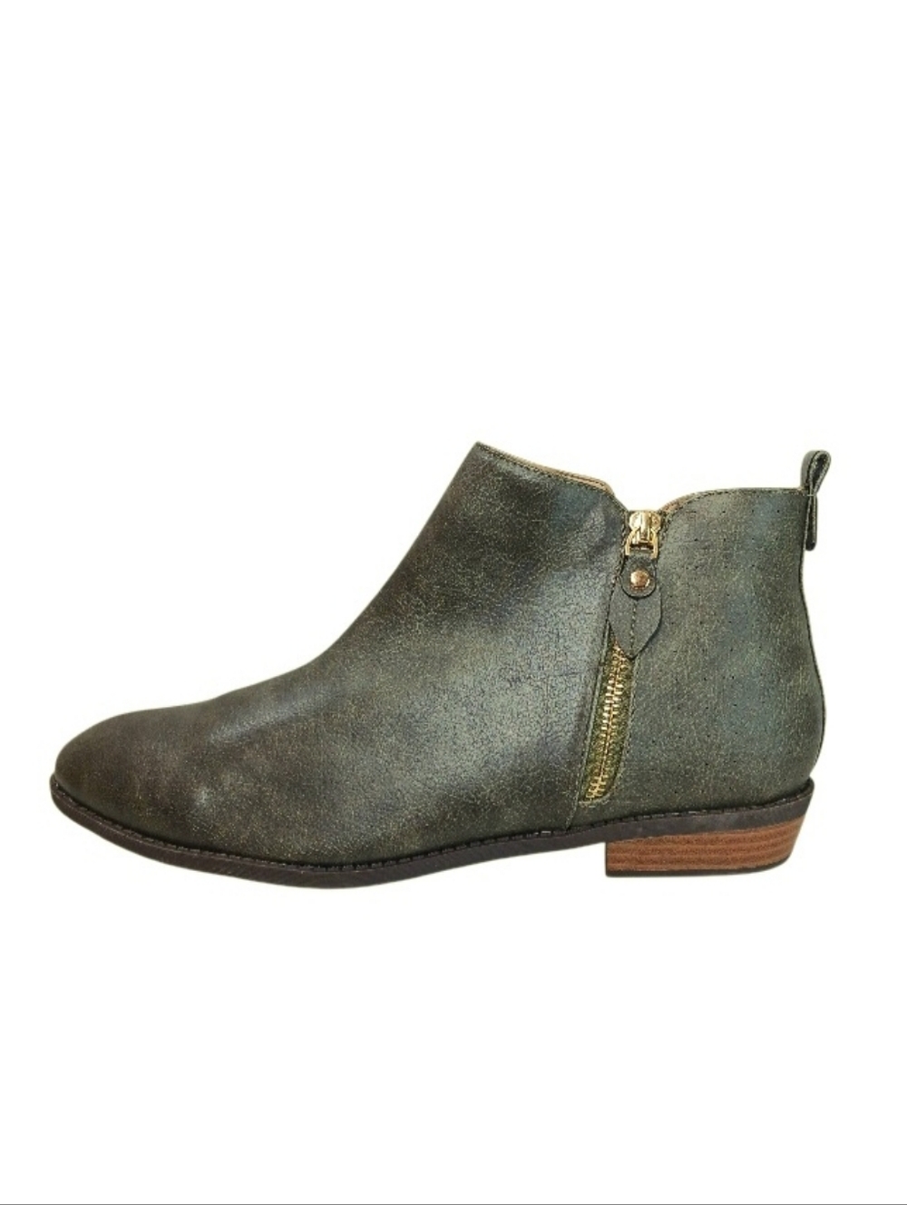 Journee Collection Ankle Boots Women's 12 Olive Green Heeled Zip Booties